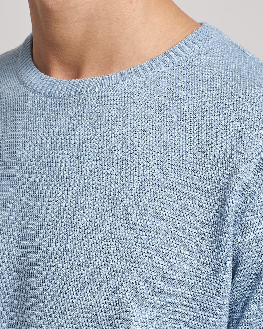 Homme | Pulls Et Tricots | Stenströms | Textured Merino Crew Neck Light Blue