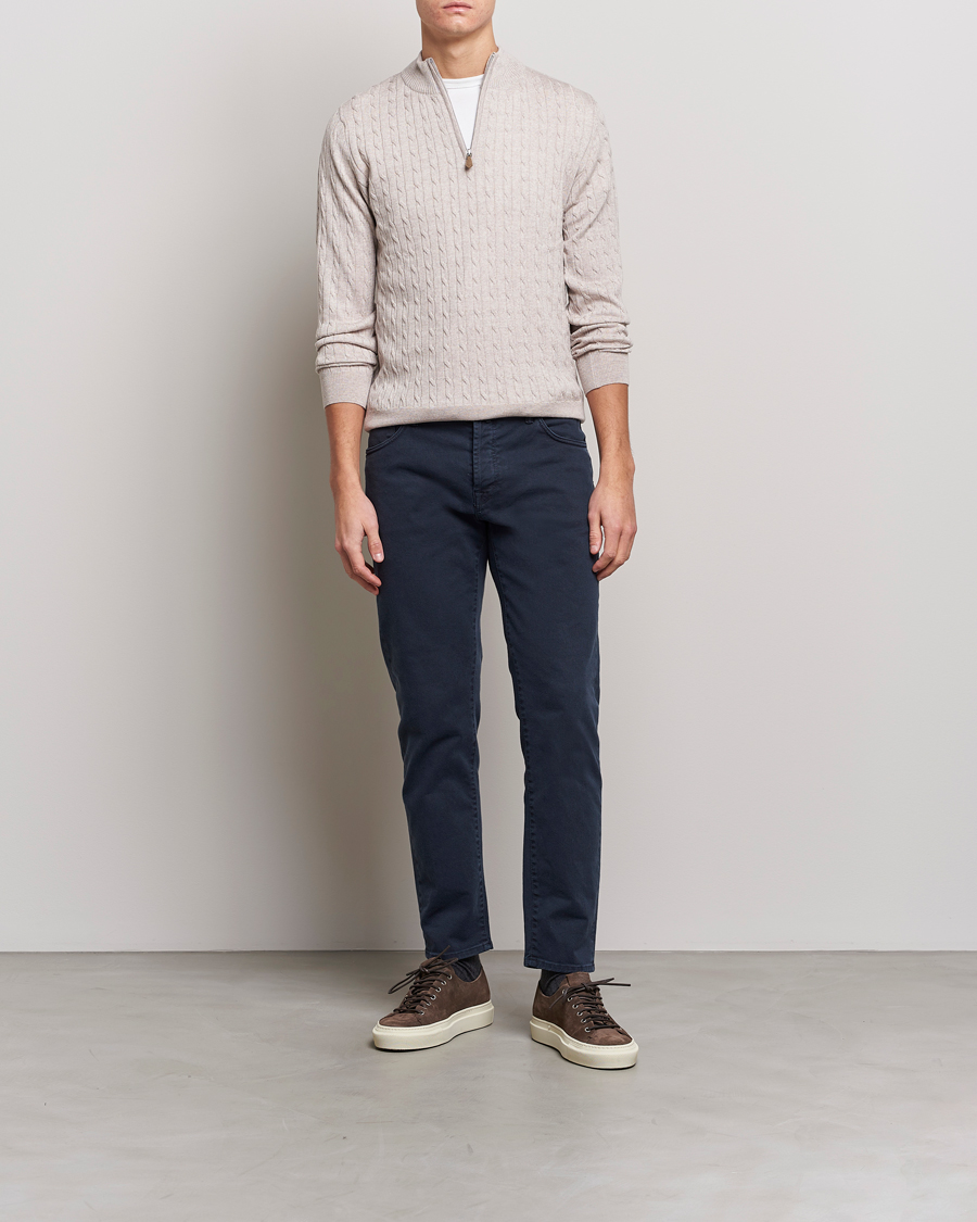 Homme | Pulls Et Tricots | Stenströms | Merino Cable Half Zip Beige