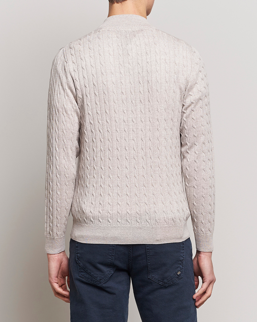 Homme | Pulls Et Tricots | Stenströms | Merino Cable Half Zip Beige