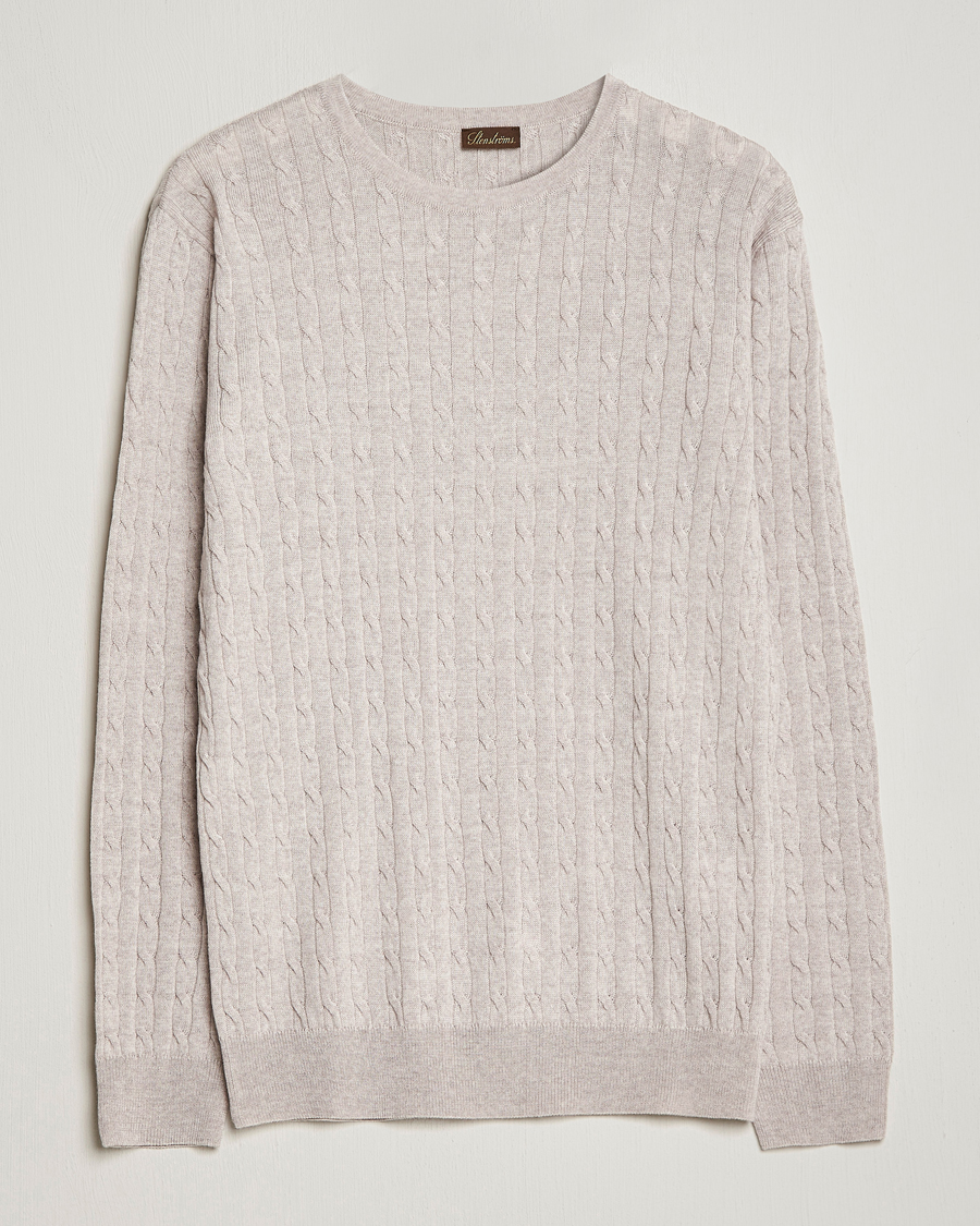 Homme | Pulls Et Tricots | Stenströms | Merino Cable Crew Neck Beige