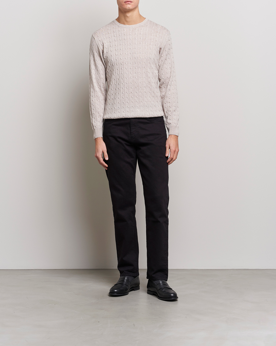 Homme | Pulls Et Tricots | Stenströms | Merino Cable Crew Neck Beige