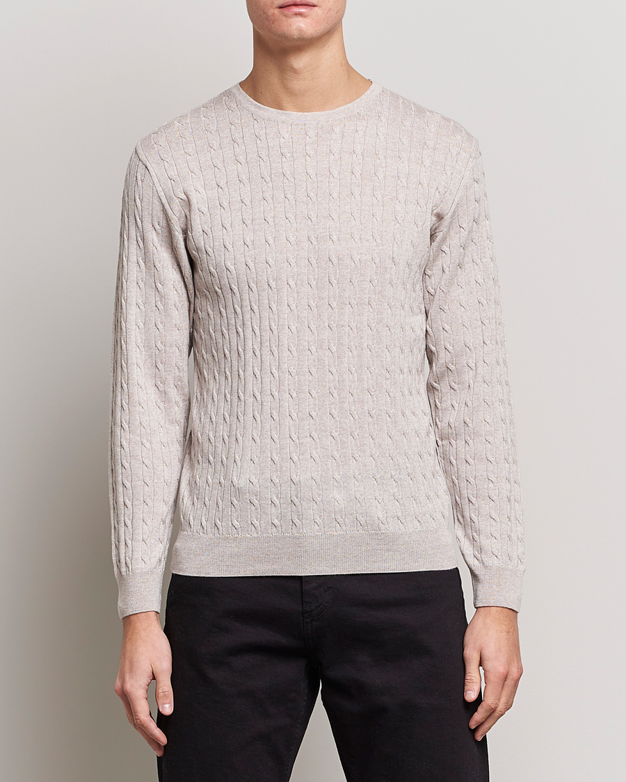 Homme | Pulls Et Tricots | Stenströms | Merino Cable Crew Neck Beige