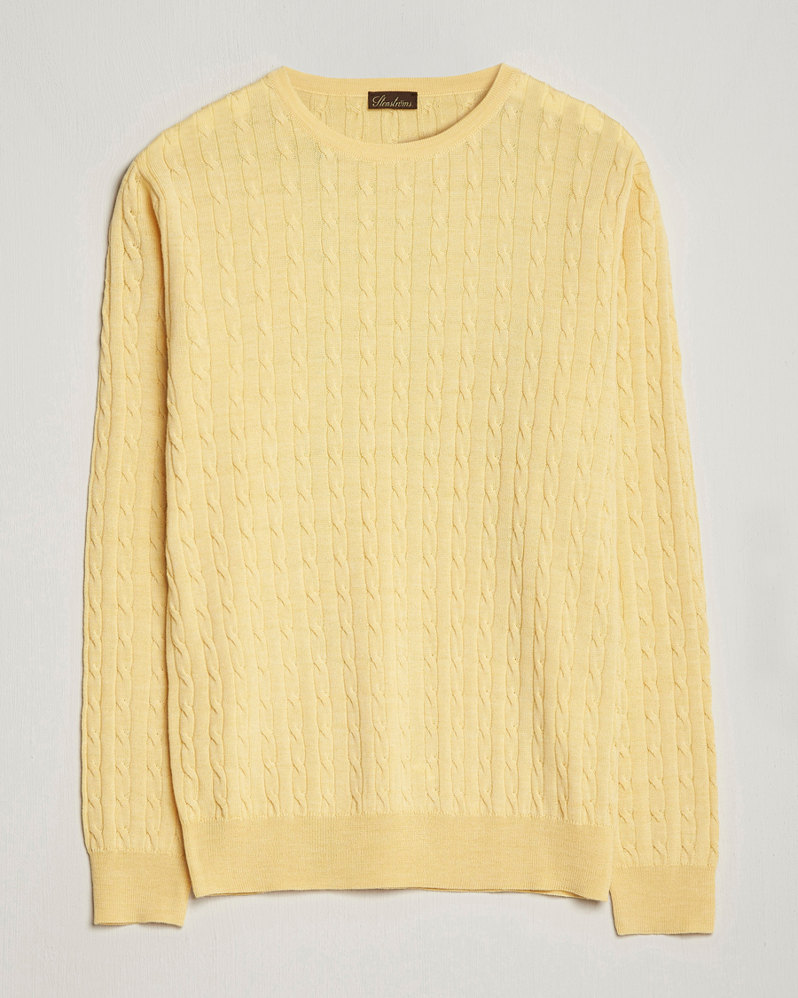 Homme | Pulls Et Tricots | Stenströms | Merino Cable Crew Neck Yellow