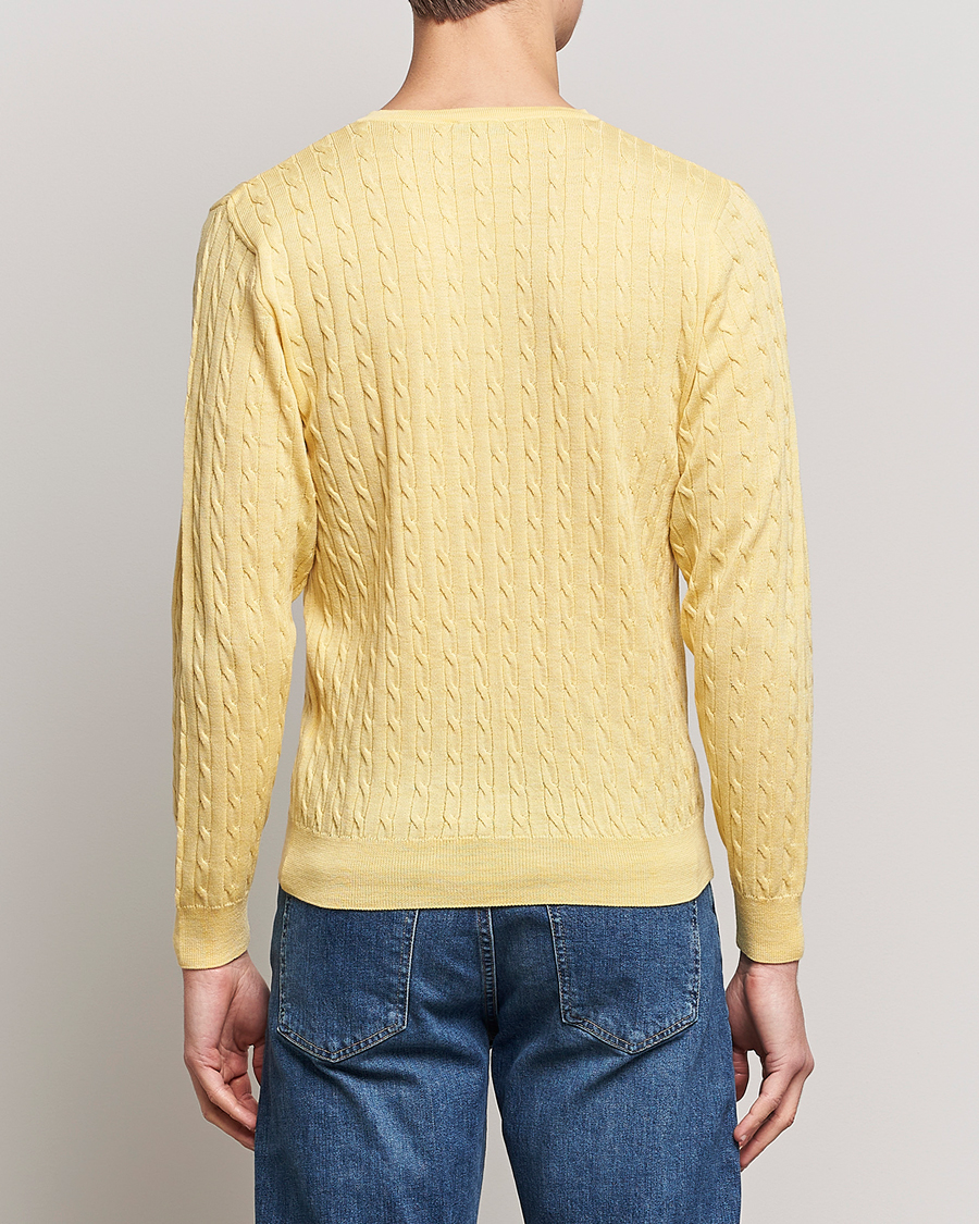Homme | Pulls Et Tricots | Stenströms | Merino Cable Crew Neck Yellow