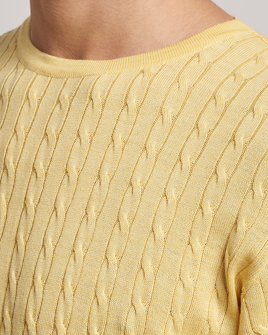 Homme | Pulls Et Tricots | Stenströms | Merino Cable Crew Neck Yellow