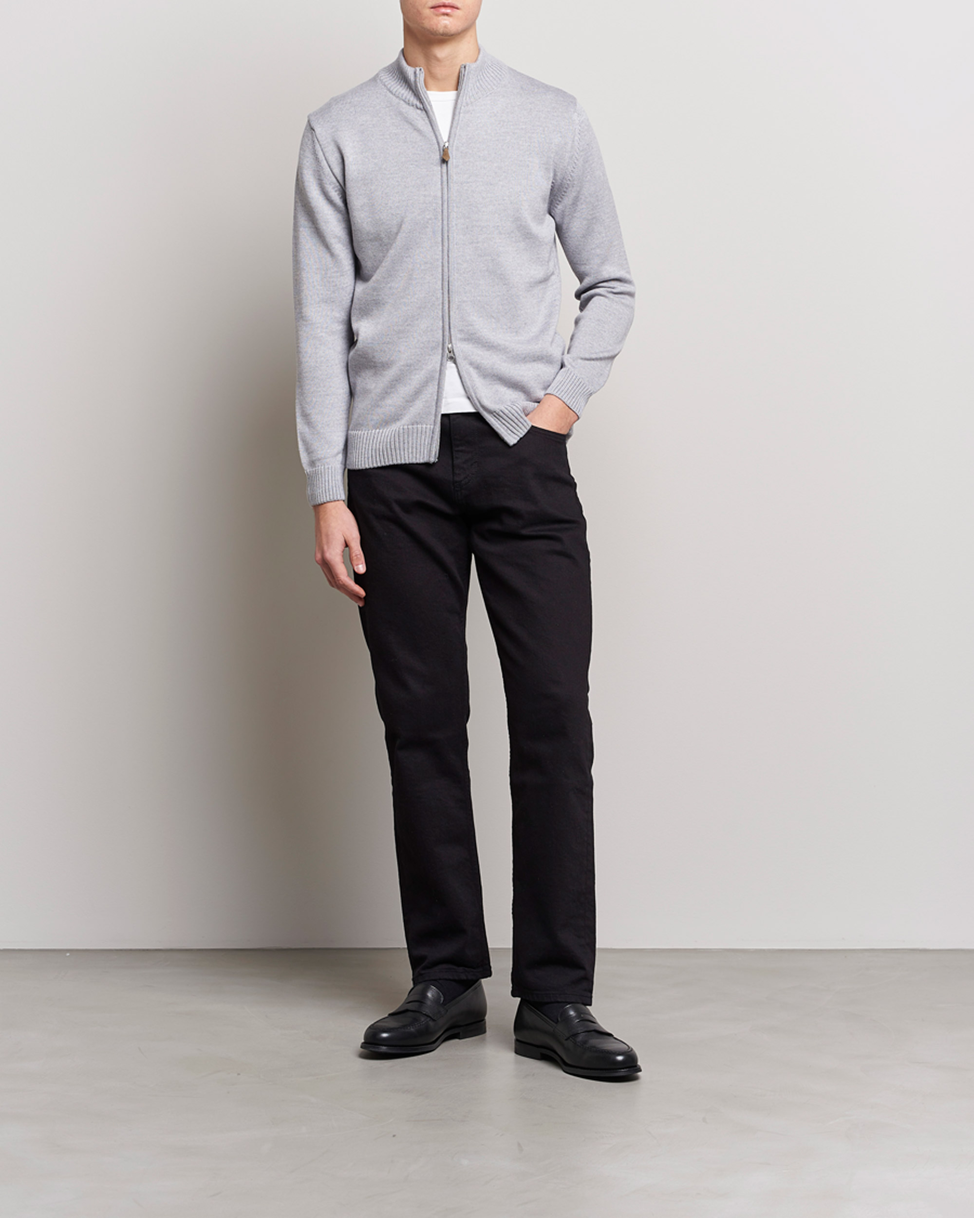 Homme | Pulls Et Tricots | Stenströms | Chunky Merino Full Zip Light Grey