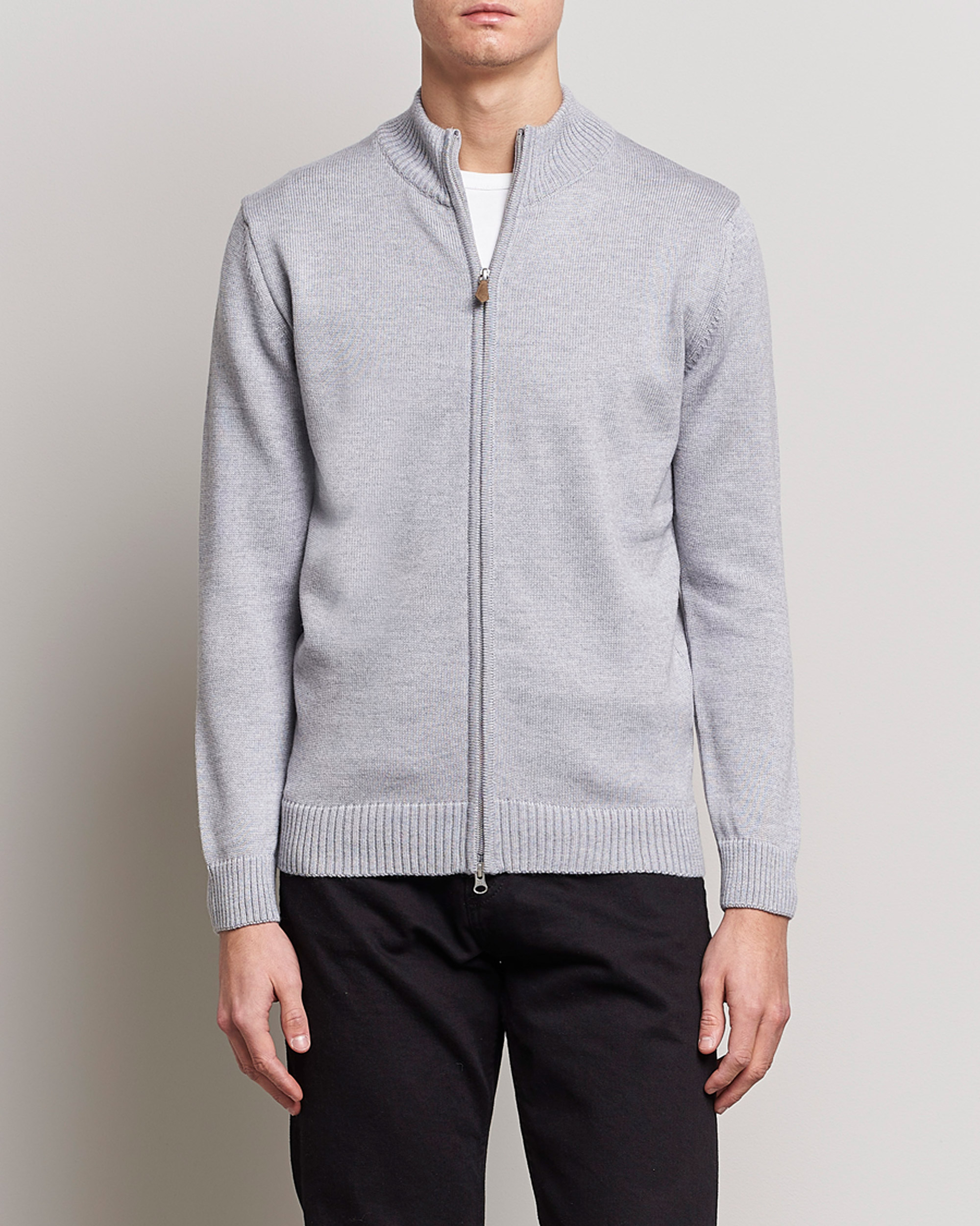 Homme | Pulls Et Tricots | Stenströms | Chunky Merino Full Zip Light Grey