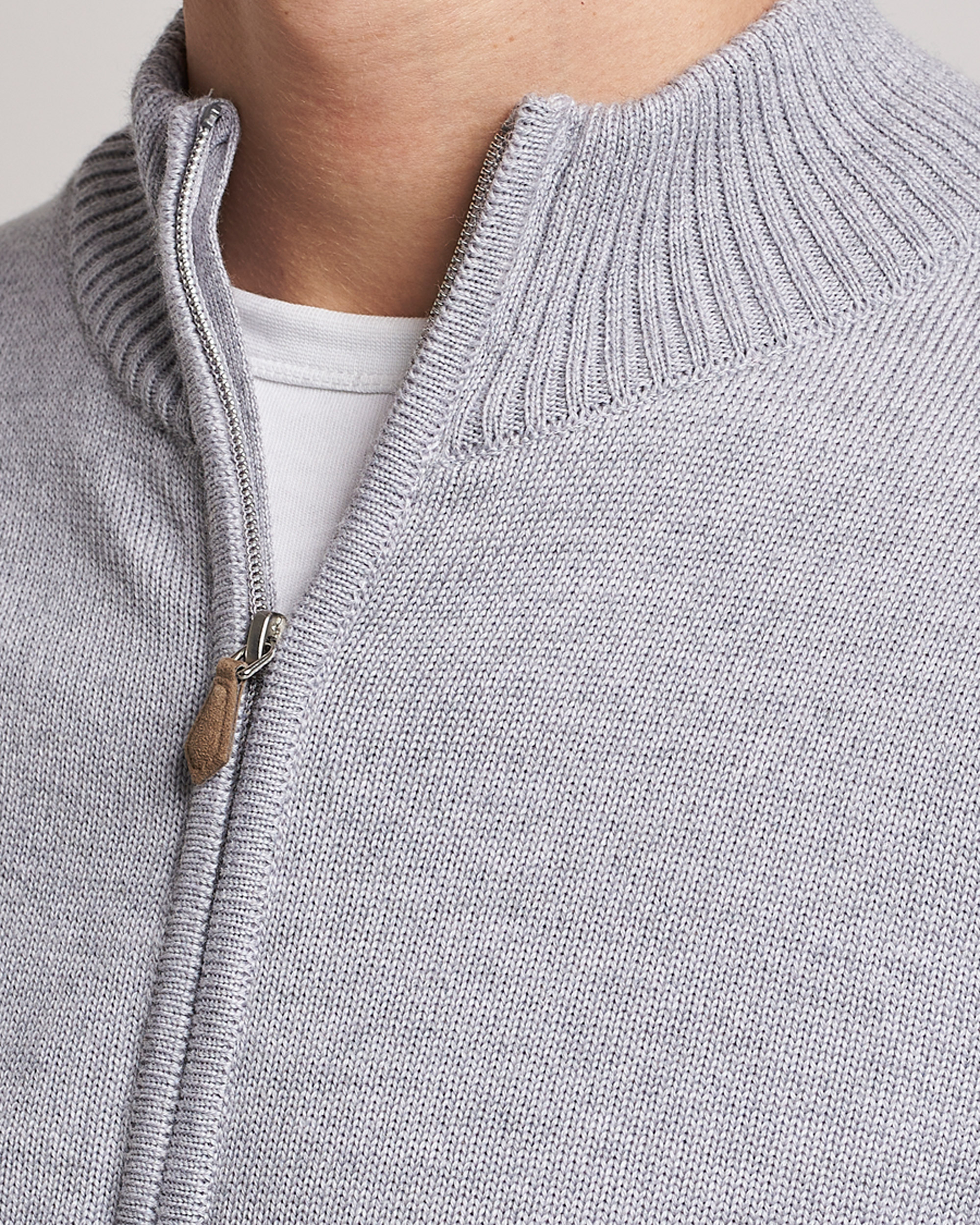 Homme | Pulls Et Tricots | Stenströms | Chunky Merino Full Zip Light Grey