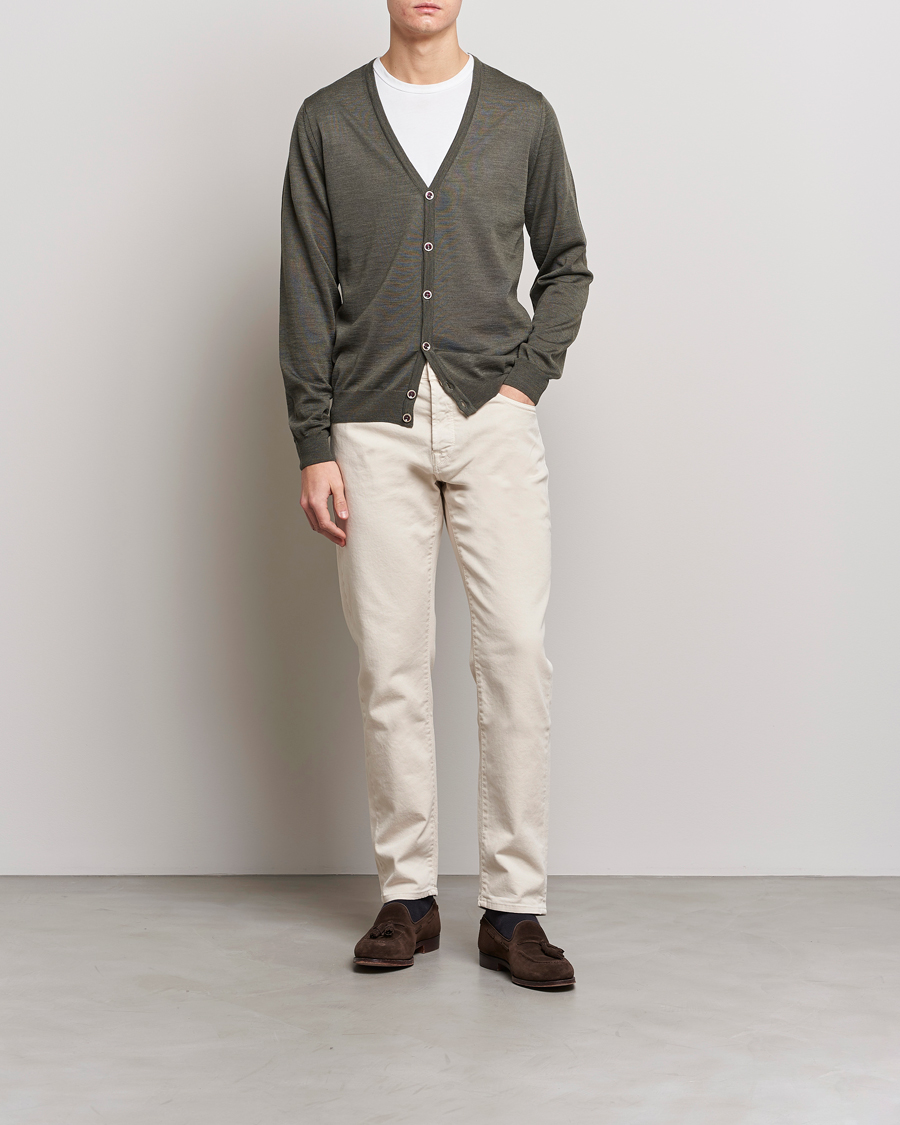 Homme | Pulls Et Tricots | Stenströms | Merino Zegna Knitted Cardigan Dark Green