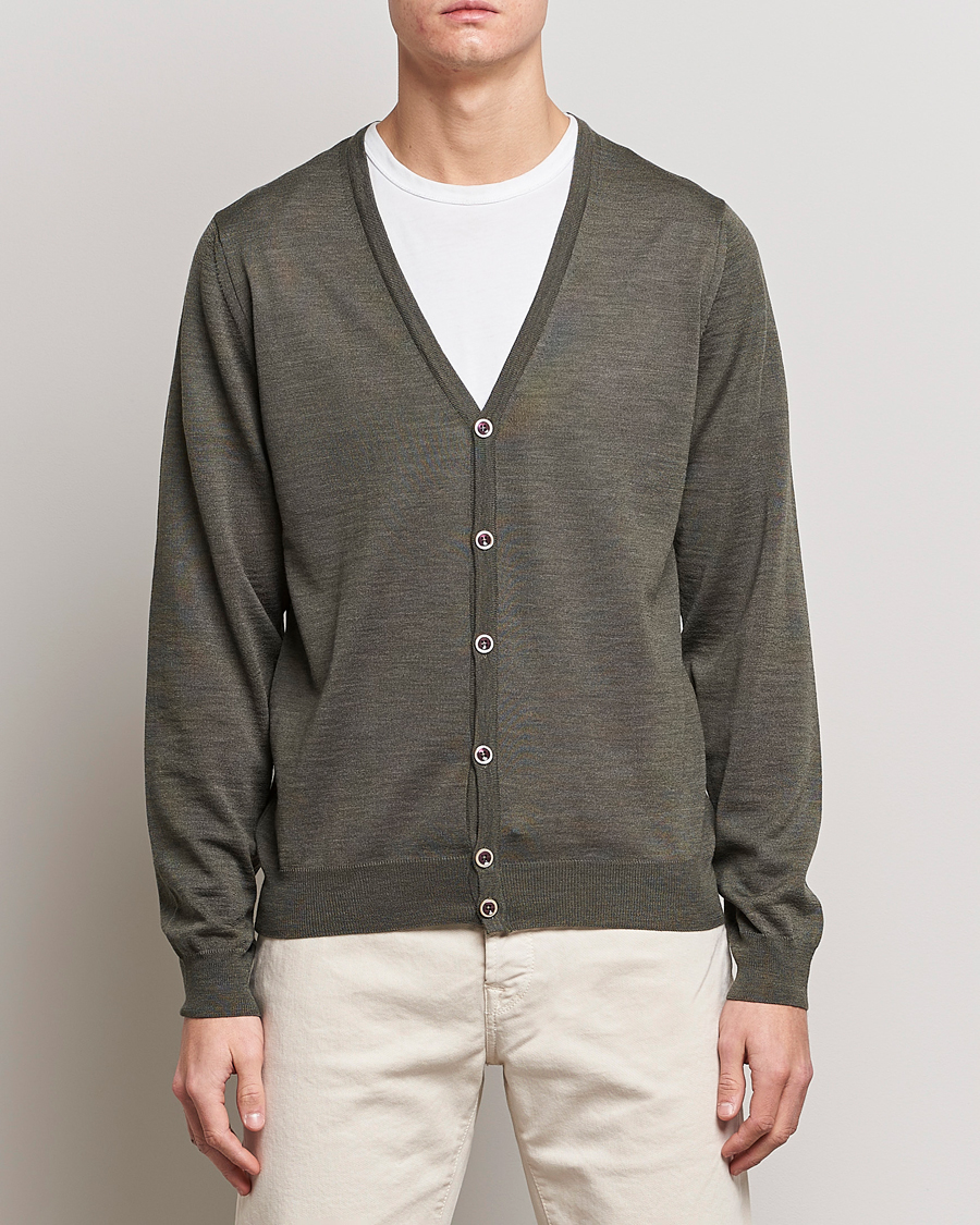 Homme | Pulls Et Tricots | Stenströms | Merino Zegna Knitted Cardigan Dark Green