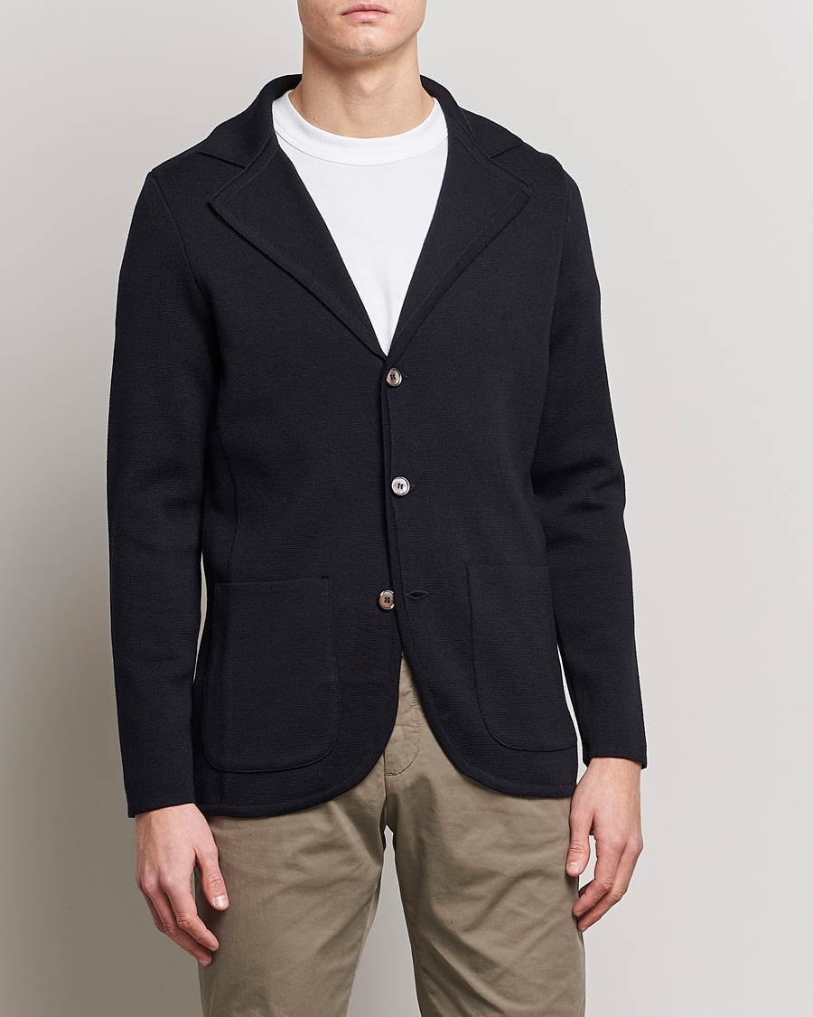Homme | Blazers | Stenströms | Milano Knitted Merino Blazer Navy
