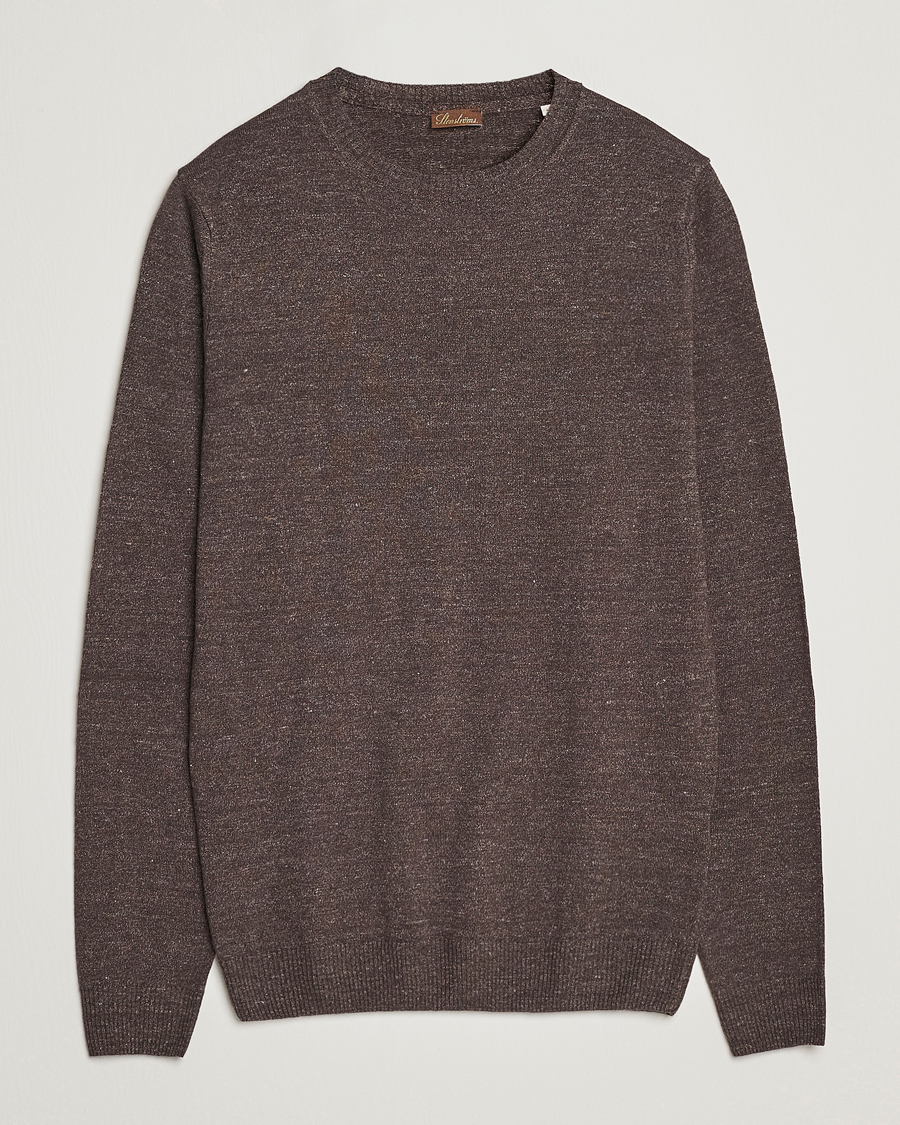Homme | Pulls Et Tricots | Stenströms | Merino/Linen Crew Neck Brown