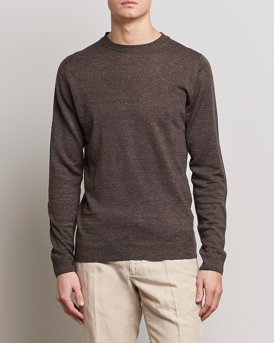 Homme | Pulls Et Tricots | Stenströms | Merino/Linen Crew Neck Brown