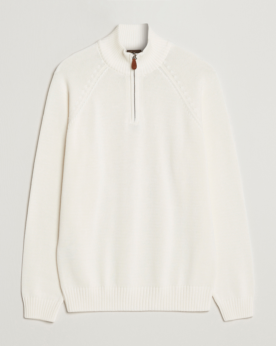 Homme | Pulls Et Tricots | Stenströms | Knitted Cotton Half Zip White