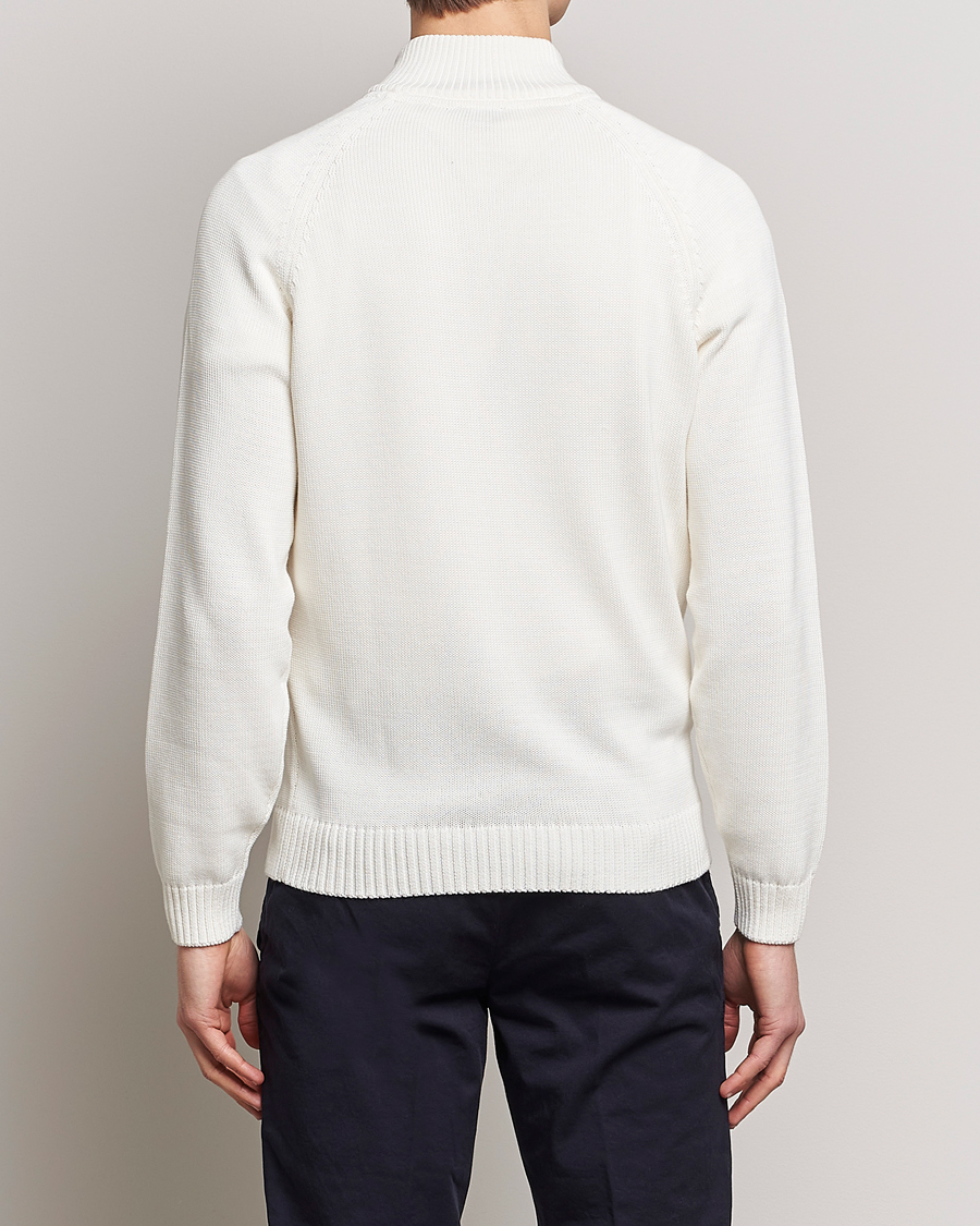 Homme | Pulls Et Tricots | Stenströms | Knitted Cotton Half Zip White