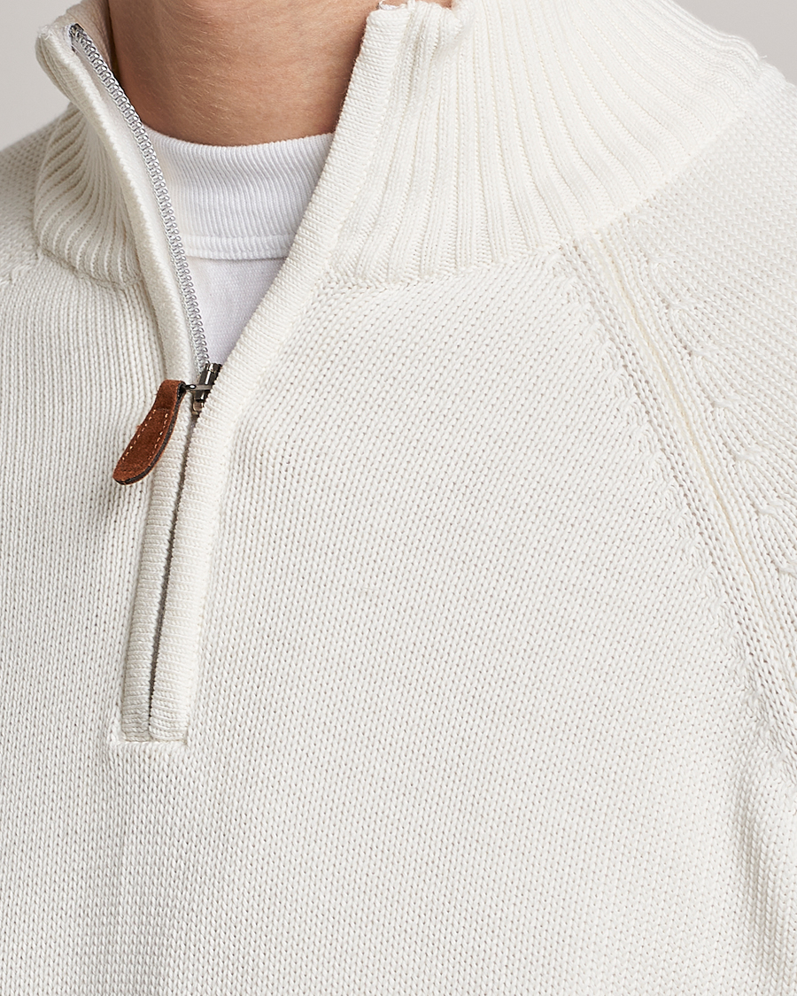Homme | Pulls Et Tricots | Stenströms | Knitted Cotton Half Zip White