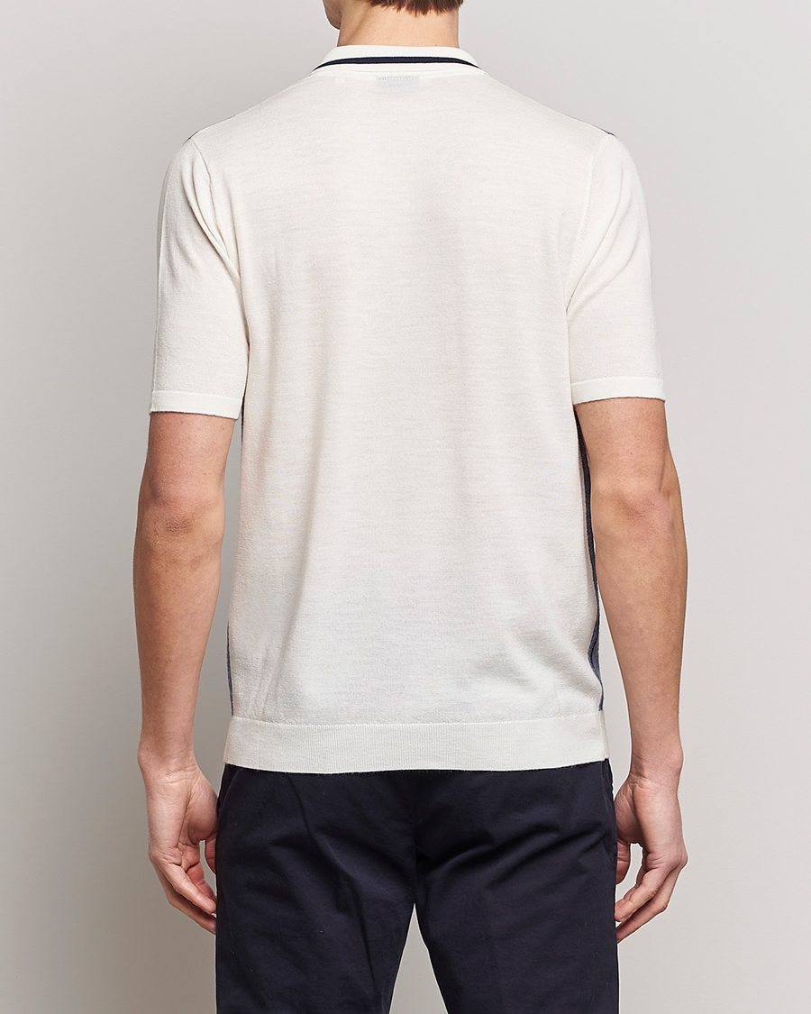 Homme | Chemises | Stenströms | Ripley Merino Striped Polo Shirt Blue