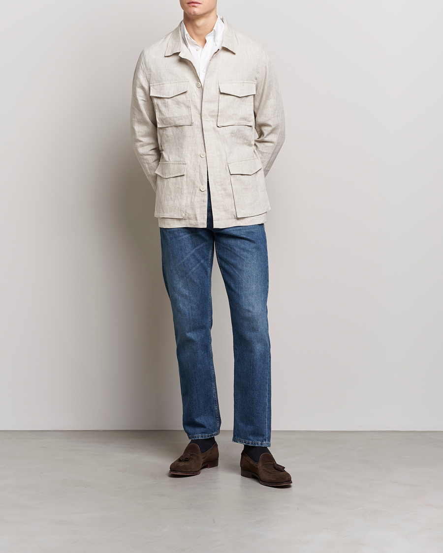 Homme | Manteaux Et Vestes | Stenströms | Linen Field Jacket Beige