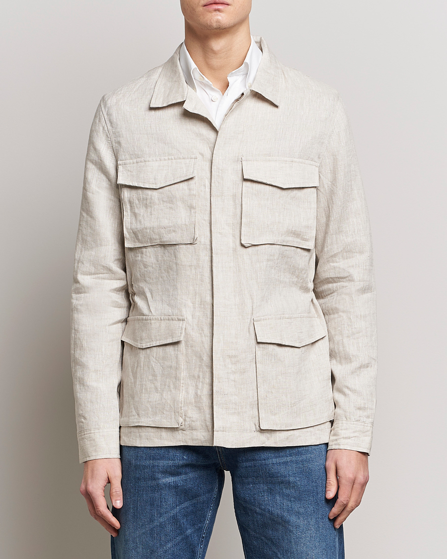 Homme | Manteaux Et Vestes | Stenströms | Linen Field Jacket Beige