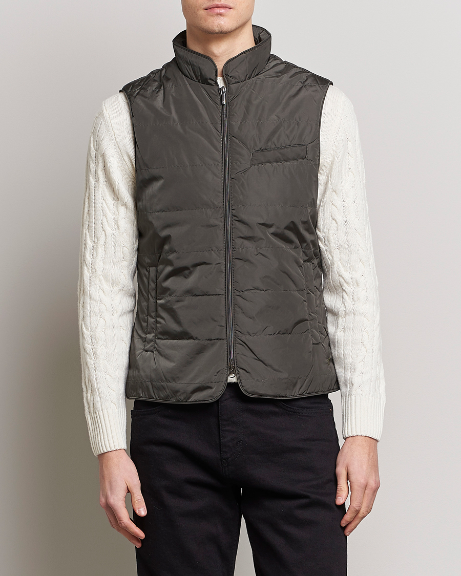 Homme | Gilets | Stenströms | Padded Nylon Vest Dark Green