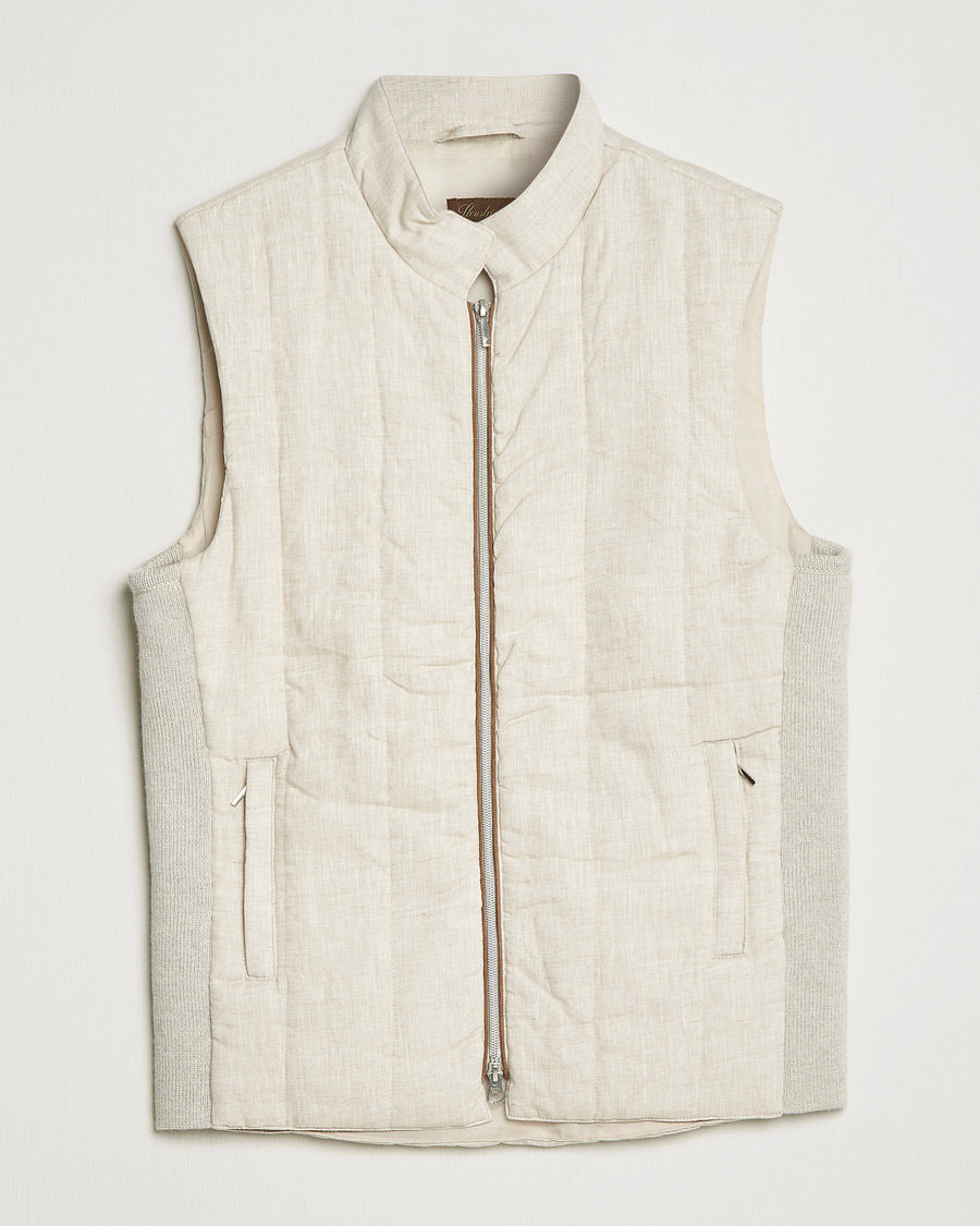 Homme | Gilets | Stenströms | Hybrid Linen/Merino Vest Beige