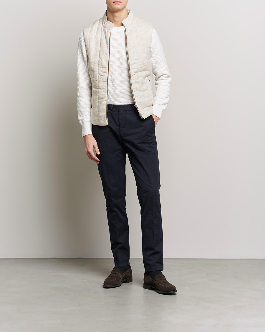 Homme | Gilets | Stenströms | Hybrid Linen/Merino Vest Beige