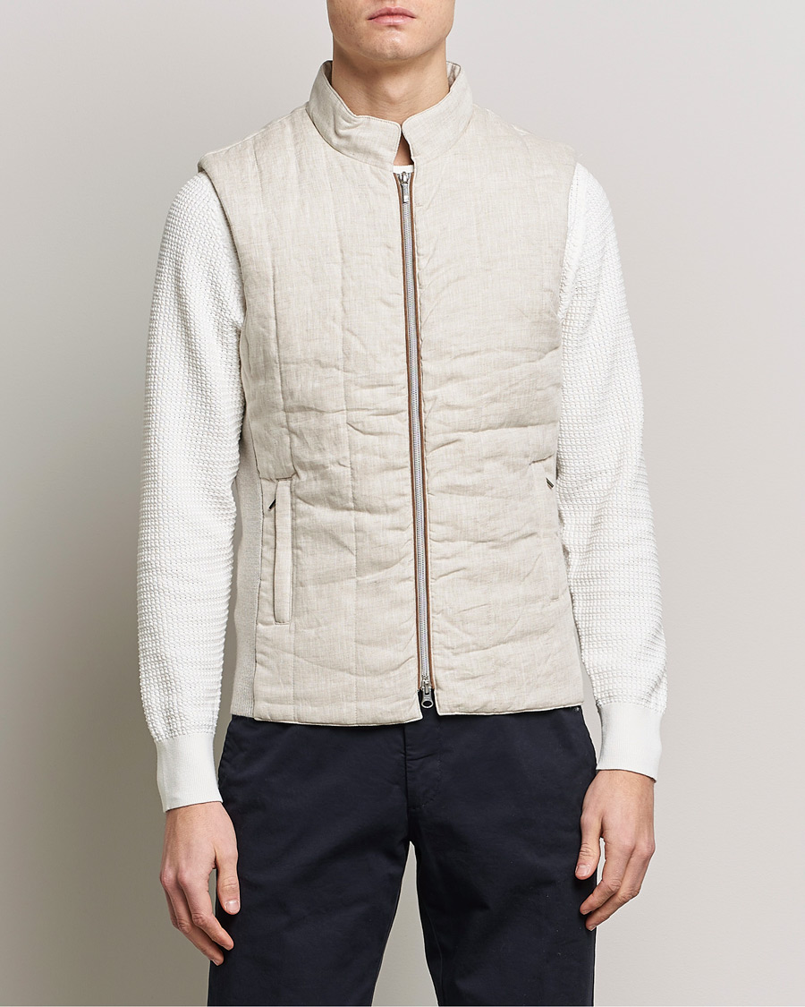 Homme | Gilets | Stenströms | Hybrid Linen/Merino Vest Beige