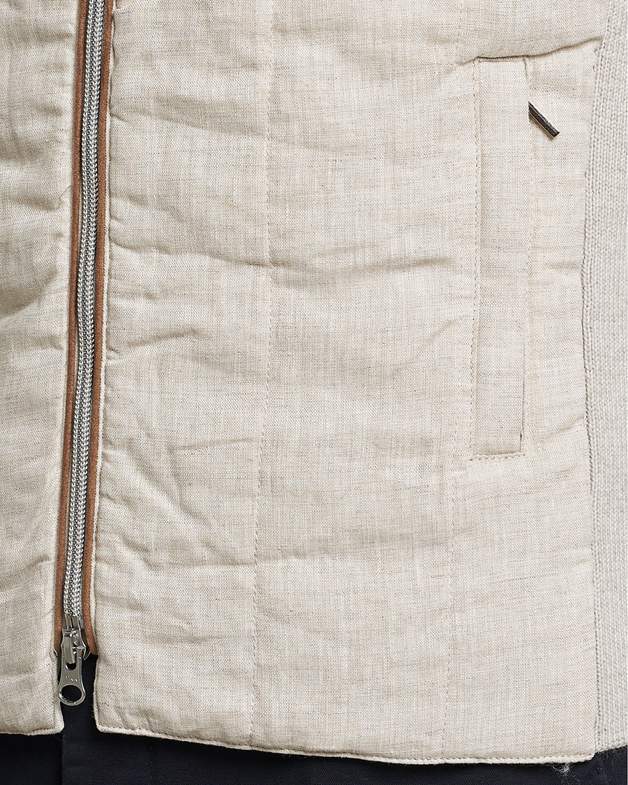 Homme | Gilets | Stenströms | Hybrid Linen/Merino Vest Beige