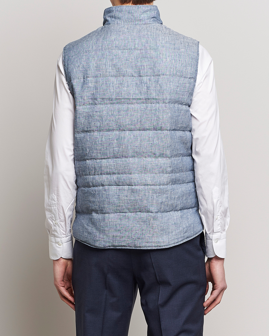 Homme | Gilets | Stenströms | Padded Linen Vest Blue