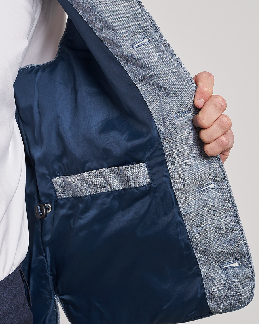 Homme | Gilets | Stenströms | Padded Linen Vest Blue