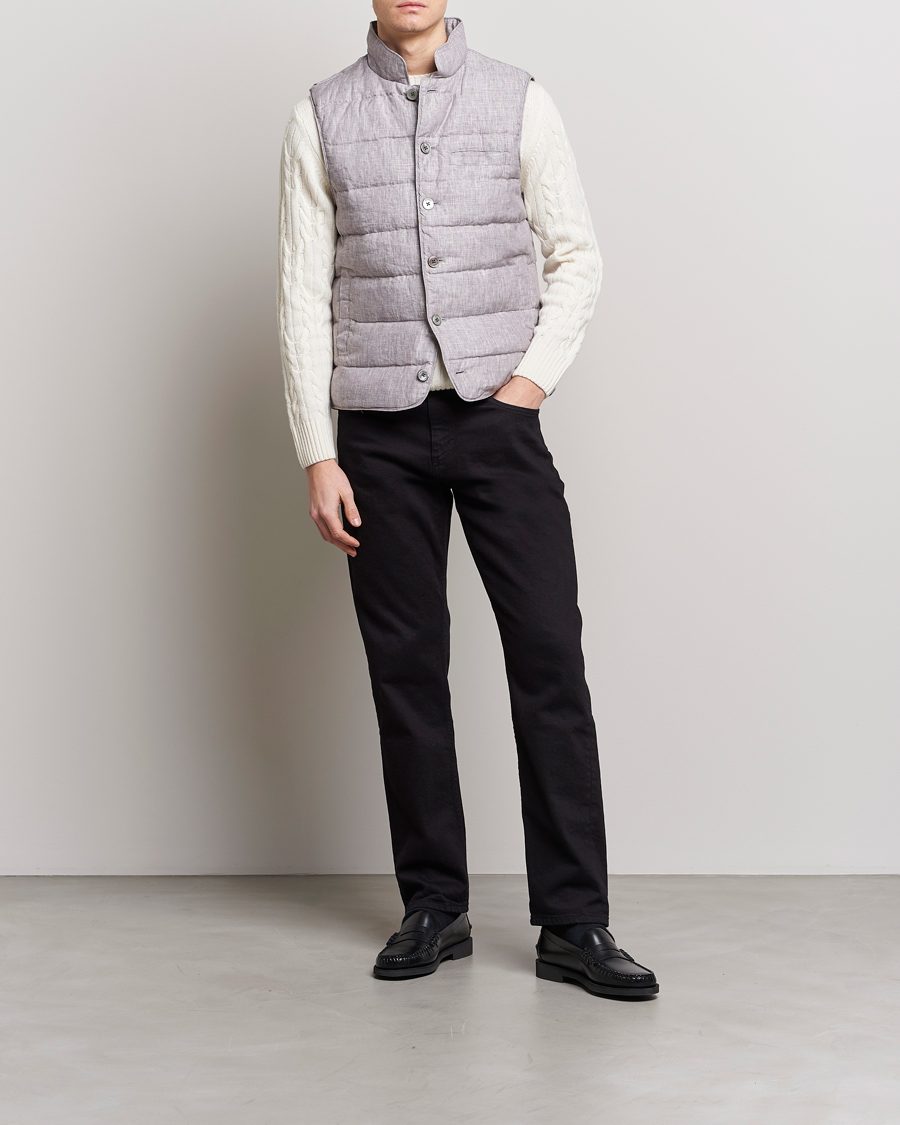 Homme | Gilets | Stenströms | Padded Linen Vest Grey