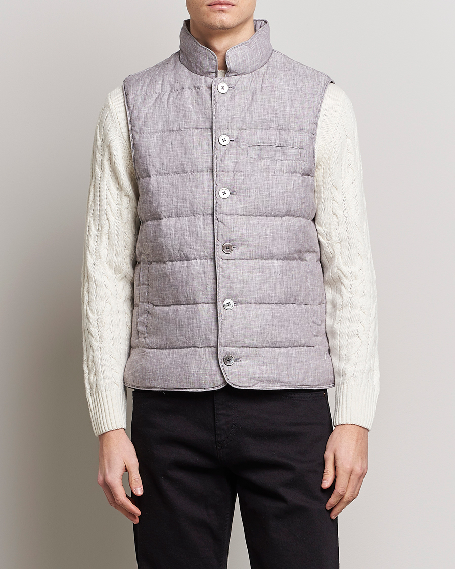 Homme | Gilets | Stenströms | Padded Linen Vest Grey