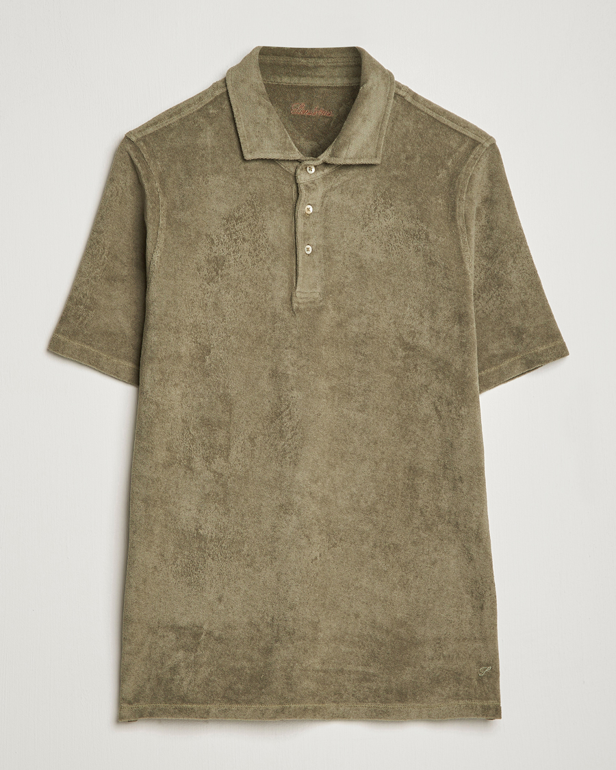 Homme | Polos | Stenströms | Terry Cotton Poloshirt Olive