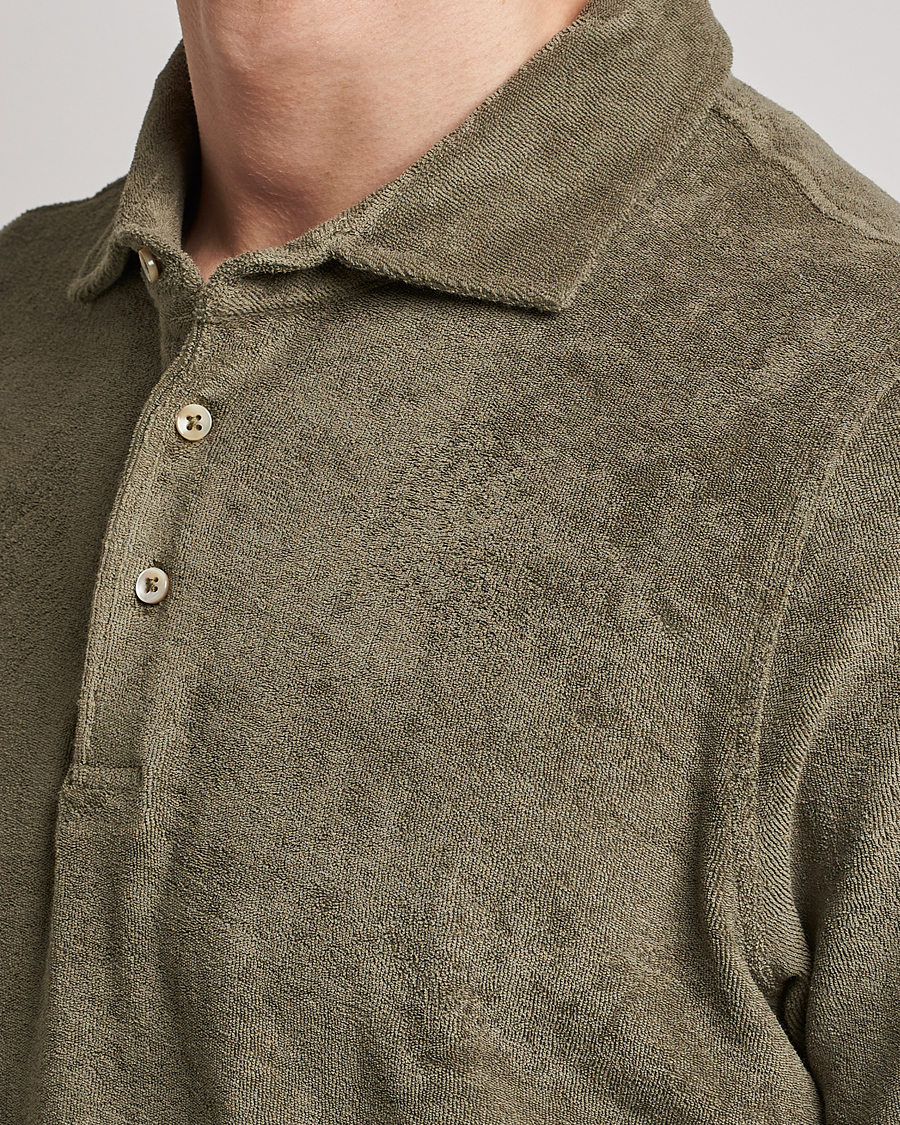 Homme | Polos | Stenströms | Terry Cotton Poloshirt Olive