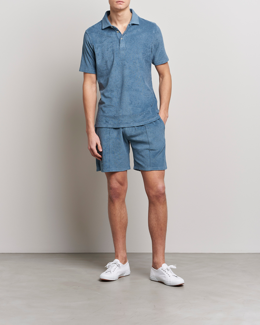 Homme | Shorts | Stenströms | Terry Cotton Shorts Petrol Blue