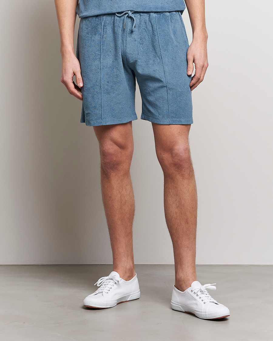 Homme | Shorts | Stenströms | Terry Cotton Shorts Petrol Blue