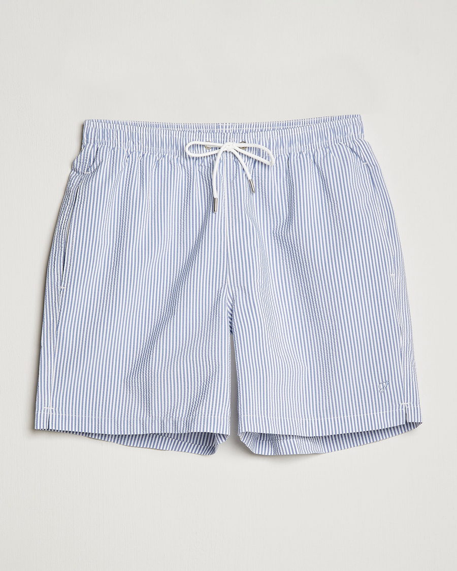 Homme | Maillots De Bain | Stenströms | Seersucker Striped Swim Shorts Blue