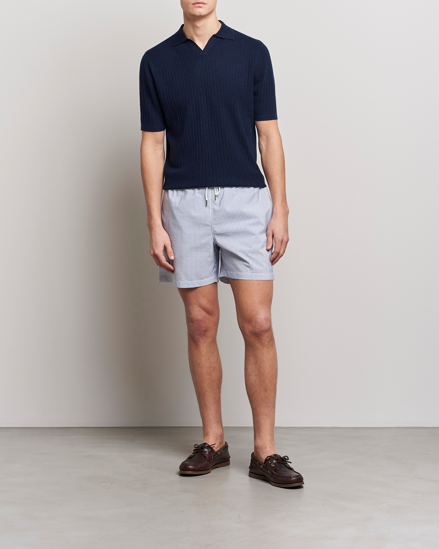 Homme | Maillots De Bain | Stenströms | Seersucker Striped Swim Shorts Blue
