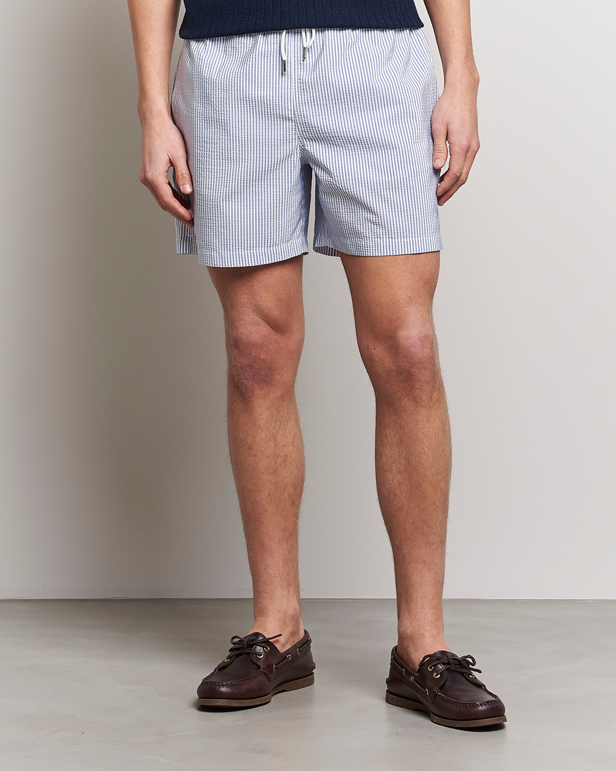 Homme | Maillots De Bain | Stenströms | Seersucker Striped Swim Shorts Blue