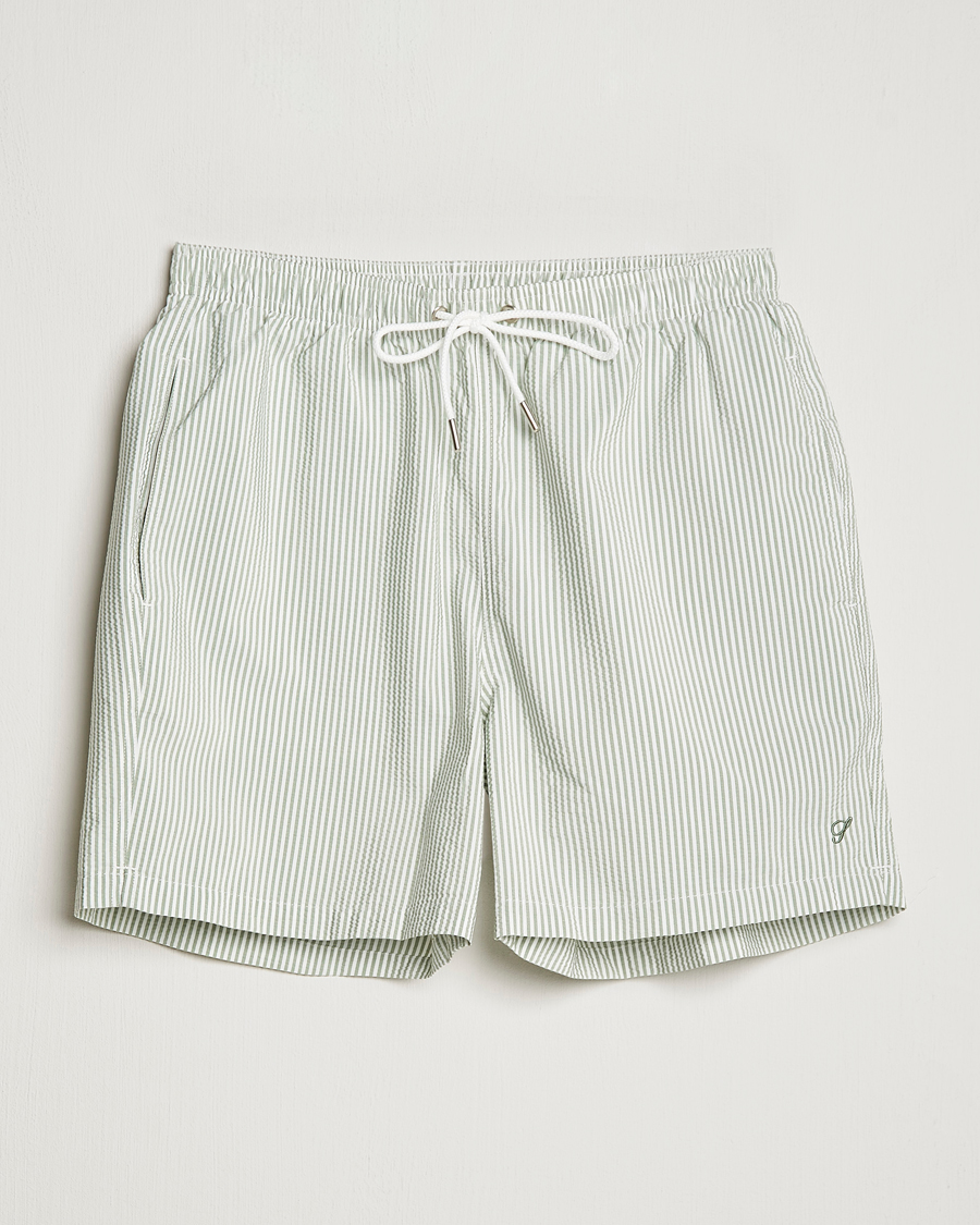 Homme | Maillots De Bain | Stenströms | Seersucker Striped Swim Shorts Green