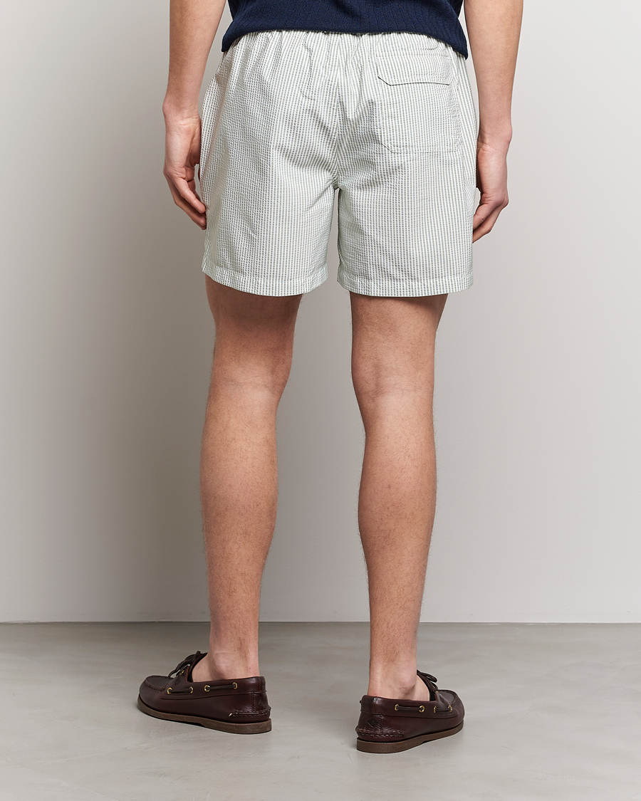 Homme | Maillots De Bain | Stenströms | Seersucker Striped Swim Shorts Green