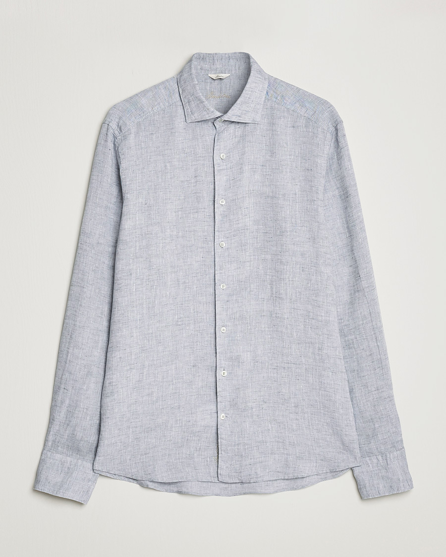 Homme | Chemises | Stenströms | Slimline Cut Away Linen Shirt Grey