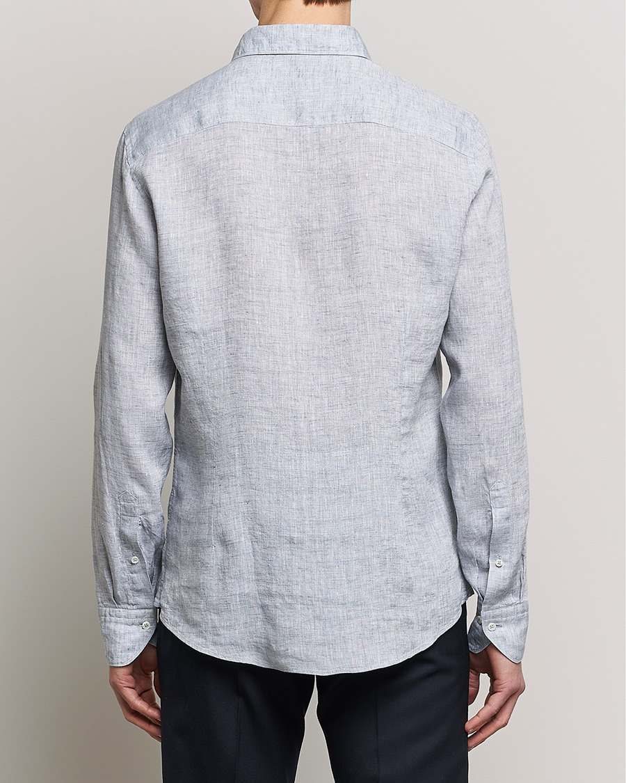 Homme | Chemises | Stenströms | Slimline Cut Away Linen Shirt Grey