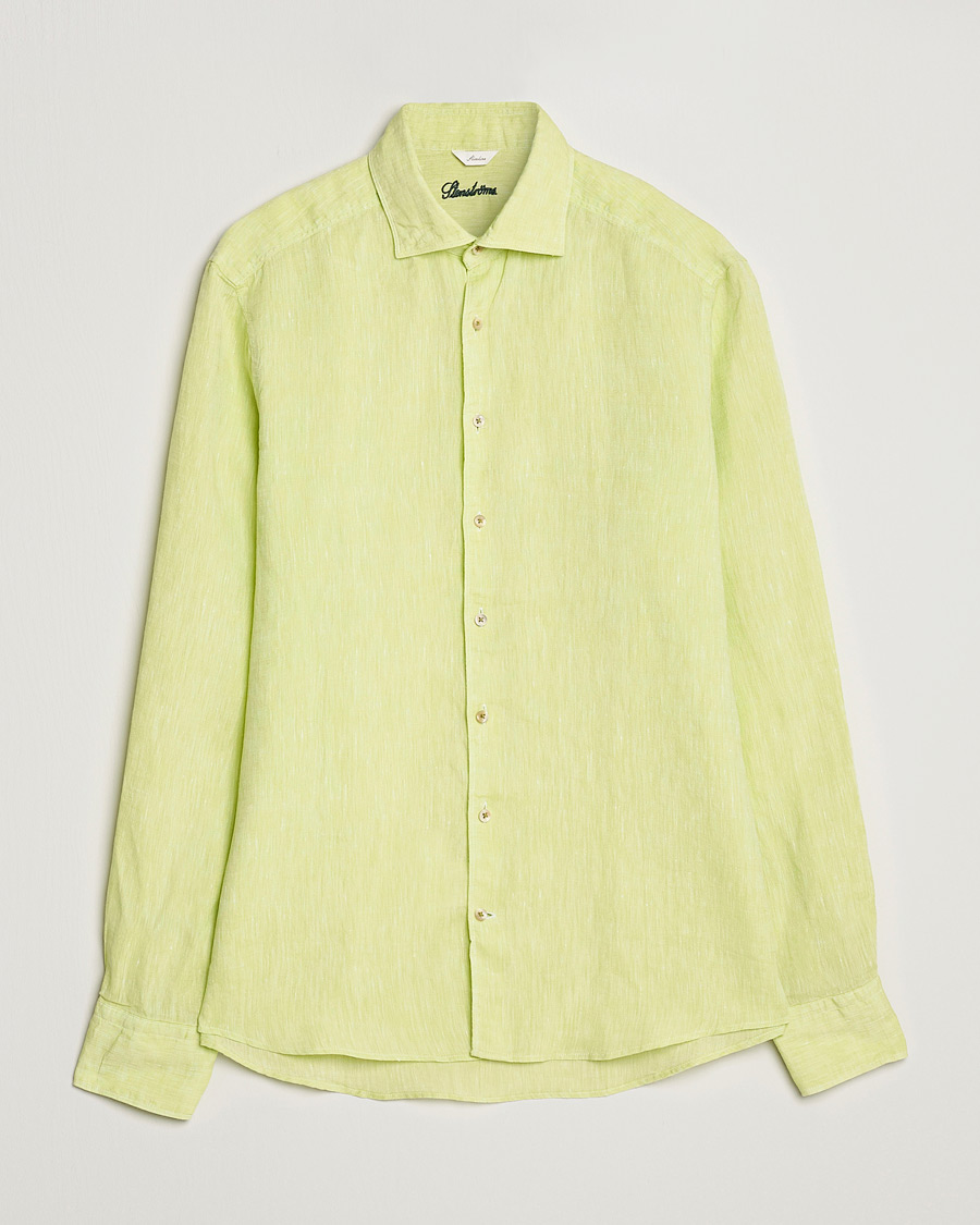 Homme | Chemises | Stenströms | Slimline Cut Away Linen Shirt Pistachio