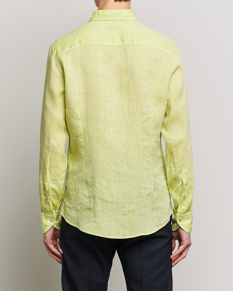 Homme | Chemises | Stenströms | Slimline Cut Away Linen Shirt Pistachio