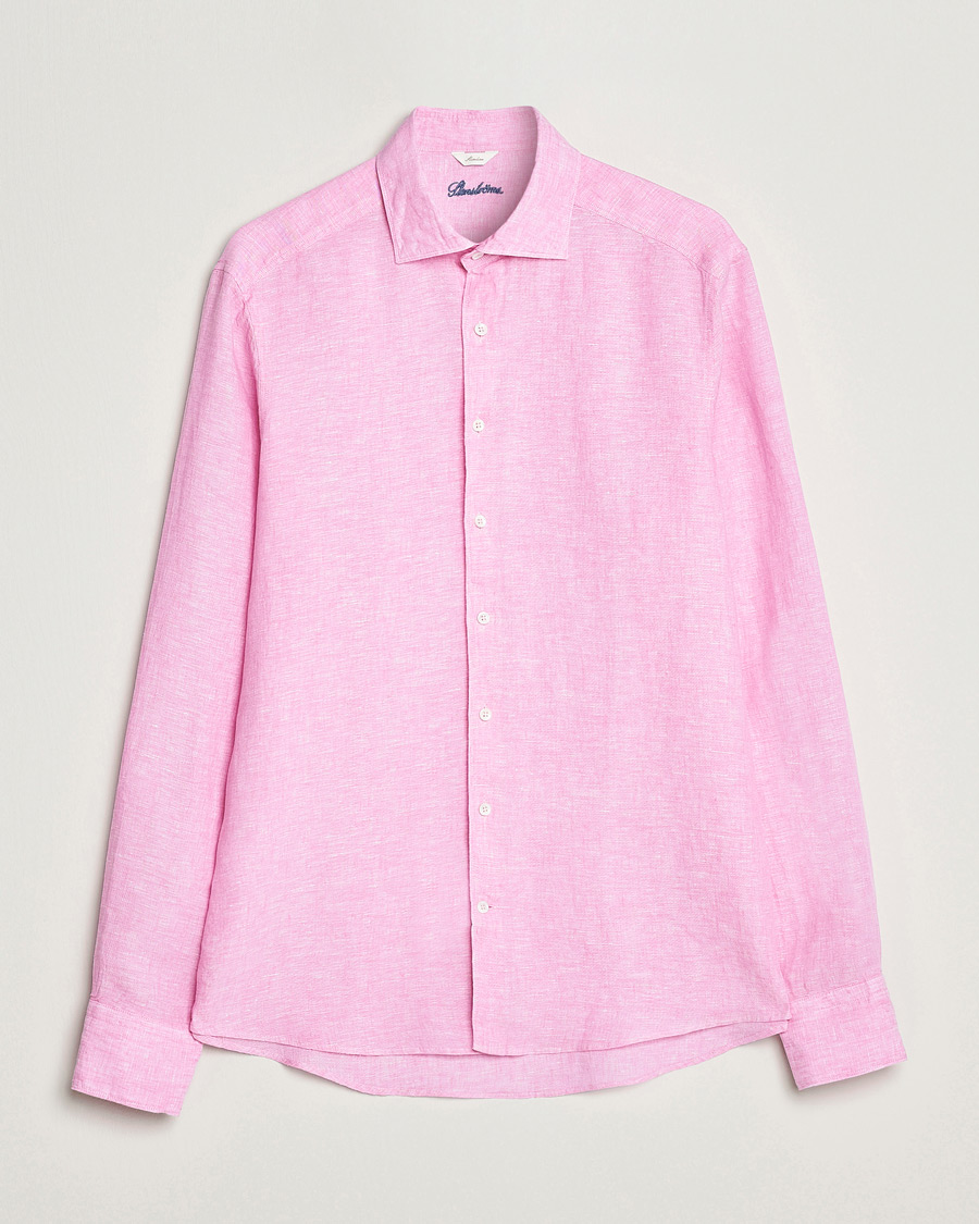 Homme | Chemises | Stenströms | Slimline Cut Away Linen Shirt Pink