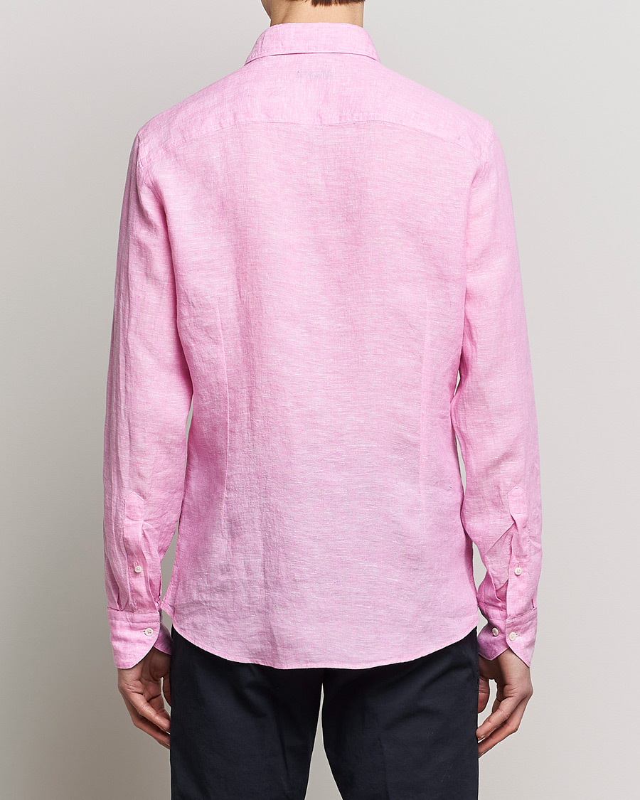 Homme | Chemises | Stenströms | Slimline Cut Away Linen Shirt Pink