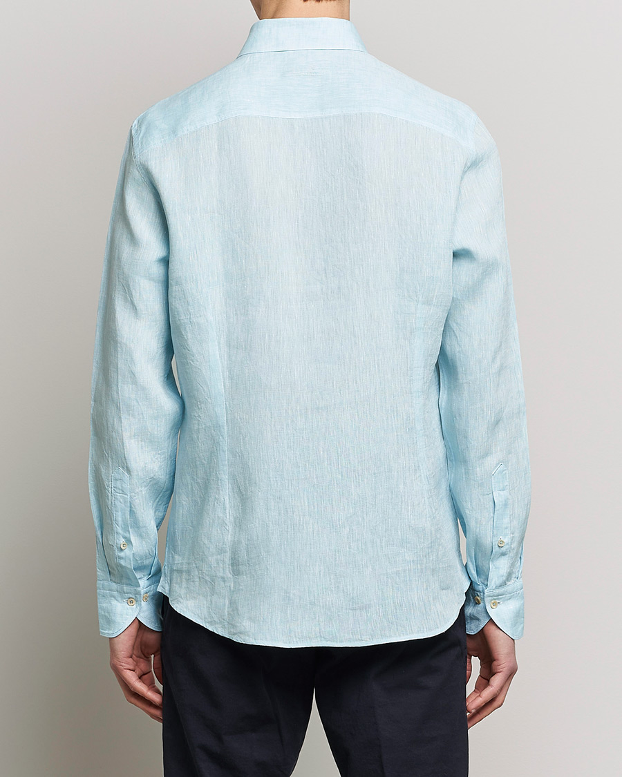 Homme | Chemises | Stenströms | Slimline Cut Away Linen Shirt Turqoise