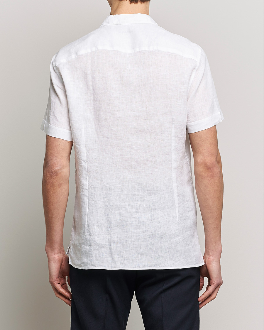 Homme | Chemises | Stenströms | Slimline Short Sleeve Resort Linen Shirt White