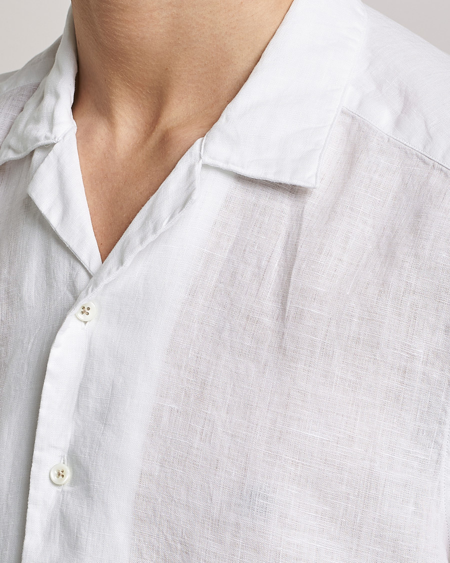 Homme | Chemises | Stenströms | Slimline Short Sleeve Resort Linen Shirt White